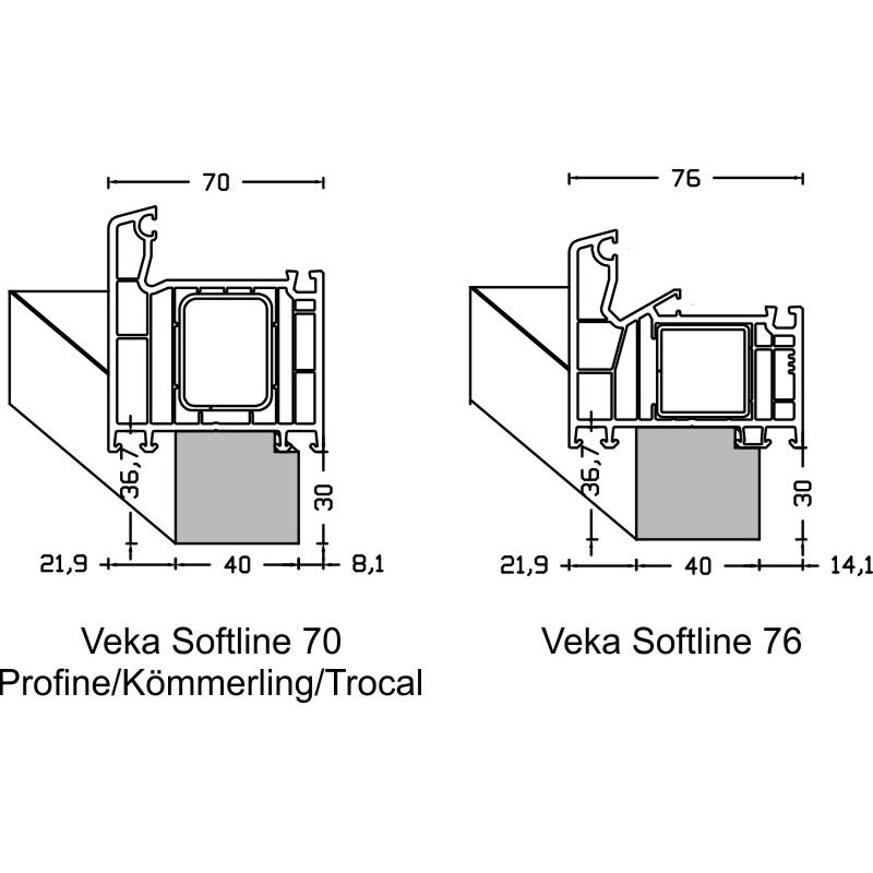 greenteQ Fensterbankanschluss-Dämmprofil hochdämmend 0,84 Uwert, 2350 x 40 x 30 mm, passend für Veka Softline 70 / 76 product photo BIGANW L