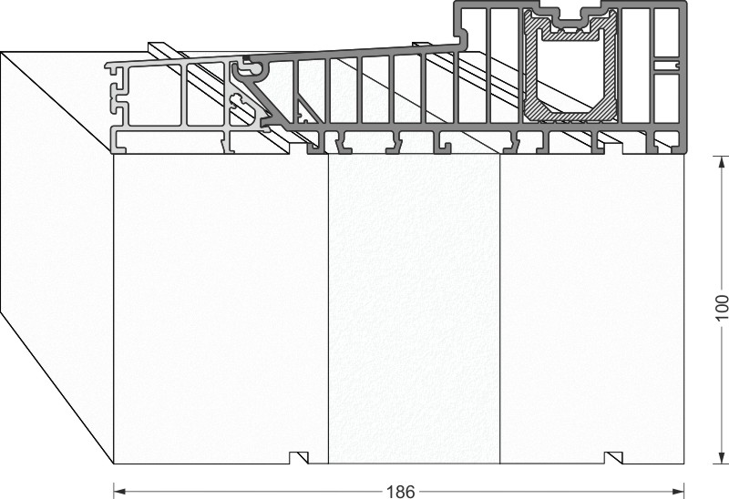 greenteQ Unterbaudämm-Profil Hebeschiebetür 2350x100/103x187,5, gefräst, ohne PVC-Beschichtung für das System Siegenia Ecopass 190mm product photo BIGANW L