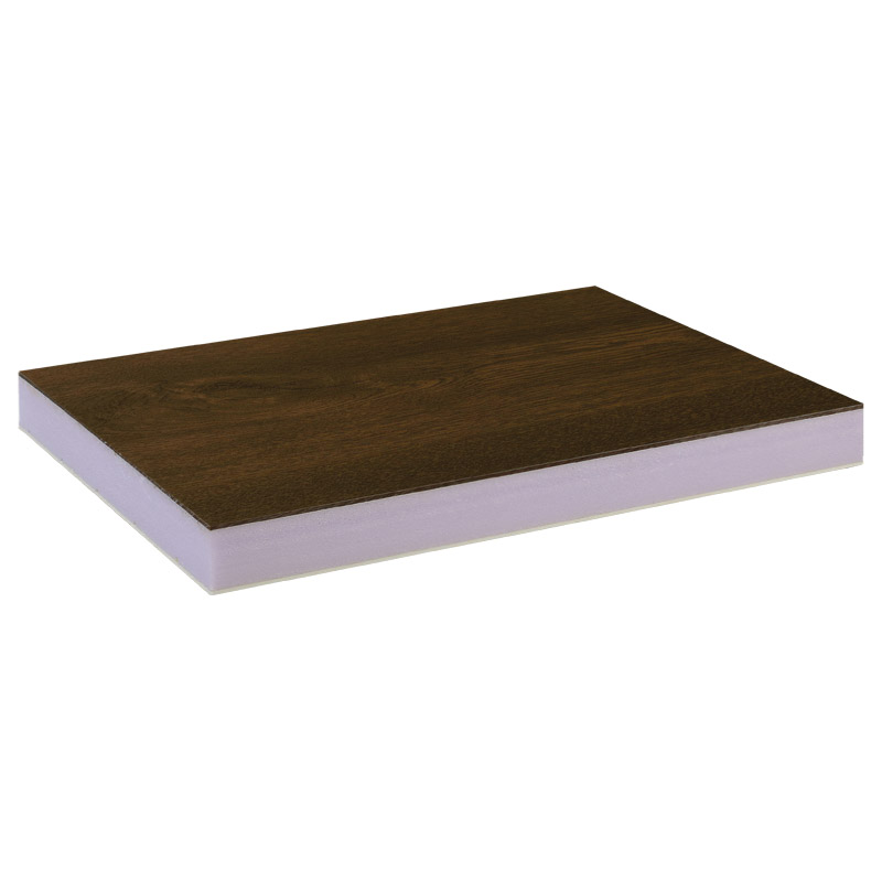 greenteQ Sandwichplatte mit XPS Kern, einseitig PVC und einseitig HPL mit Dekor Renolit Nussbaum V 9.2178 007 - 116700 (MX) mit der Stärke 27,5 mm und product photo BIGPIC L