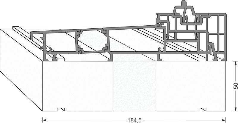 greenteQ Substructure Insulation Profile Lift&Slide door 2350x50/53x184.5, milled, without PVC-cover product photo BIGANW L